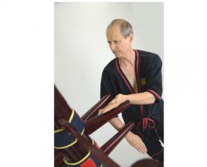 Sifu Keith Sonnenberg on the wooden dummy
